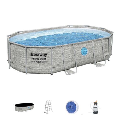 Conjunto de piscina oval Power Steel® Swim Vista Series™ de 4,88 m x 3,05 m x 1,07m