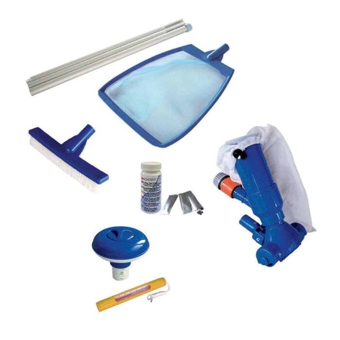 Kit Iniciación Splasher, Dispensador de color, termómetro, recogehojas, pértiga, cepillo y test de cloro