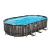 Conjunto de Piscina Desmontável Tubular Bestway® Power Steel­™ Oval Desenho de Madeira de 6,10 m x 3,66 m x1,22 m com Bomba de Filtragem de 5678 L/h