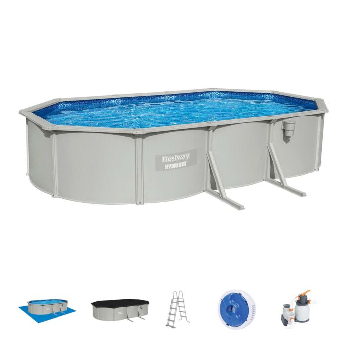 Conjunto de Piscina Desmontável de Parede de Aço Bestway® Hydrium™ de 6,10 m x 3,60 m x 1,20 m