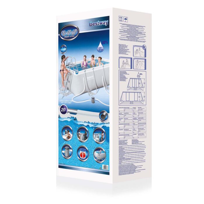 Conjunto de Piscina Desmontável Retangular Bestway® Power Steel ™ de 2,87 m x 2,01 m x 1,00 m