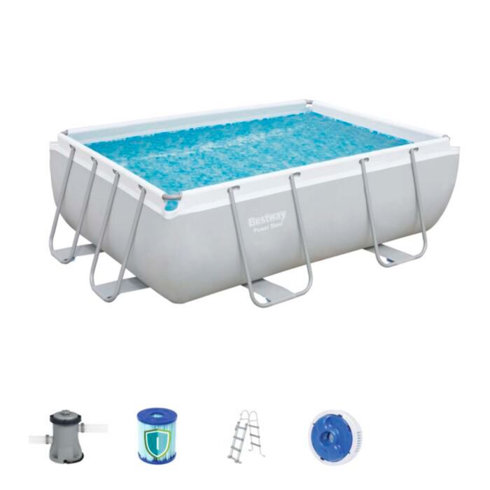 Conjunto de Piscina Desmontável Retangular Bestway® Power Steel ™ de 2,87 m x 2,01 m x 1,00 m