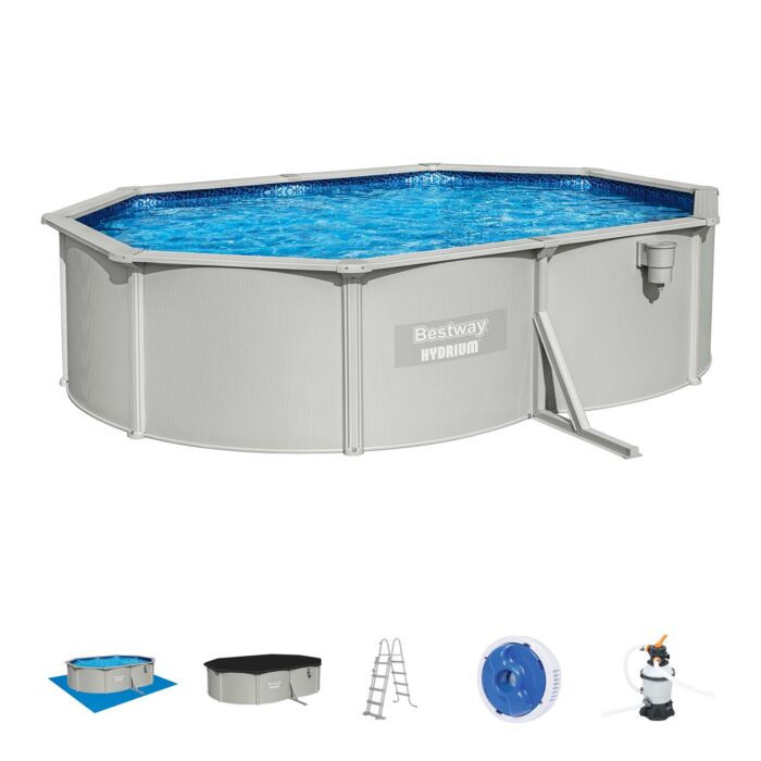 Conjunto de Piscina Desmontável de Parede de Aço Bestway® Hydrium™ de 5,00 m x 3,60 m x 1,20 m