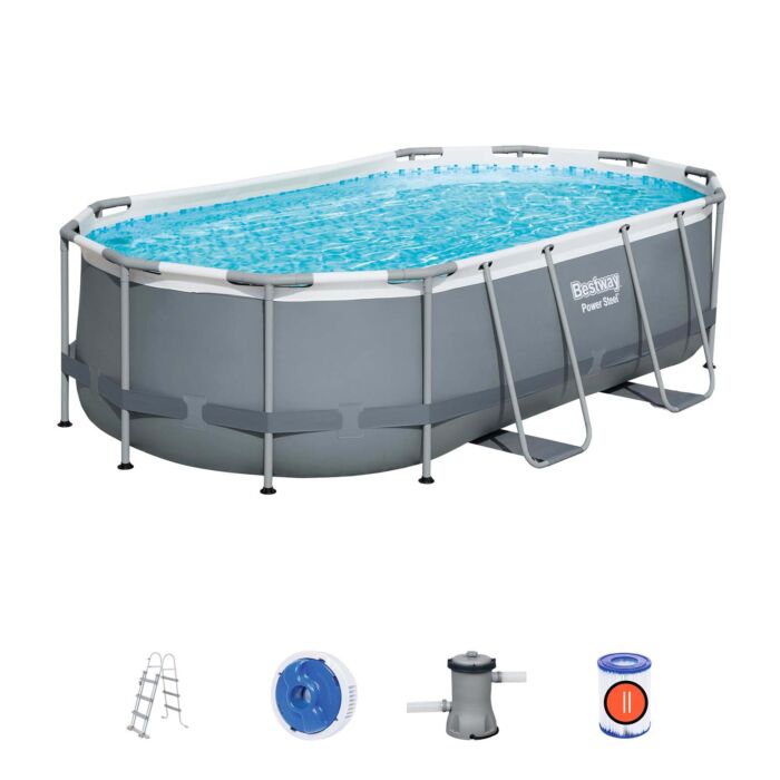 Conjunto de Piscina Desmontável Bestway® Power Steel ™ de 4,27 m x 2,50 m x 1,00 m