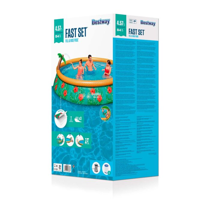 Piscina Insuflável Fast Set Bestway Paradise Palms 4, 57 m x 84 cm com Bomba de Filtragem de 2.006 L/H