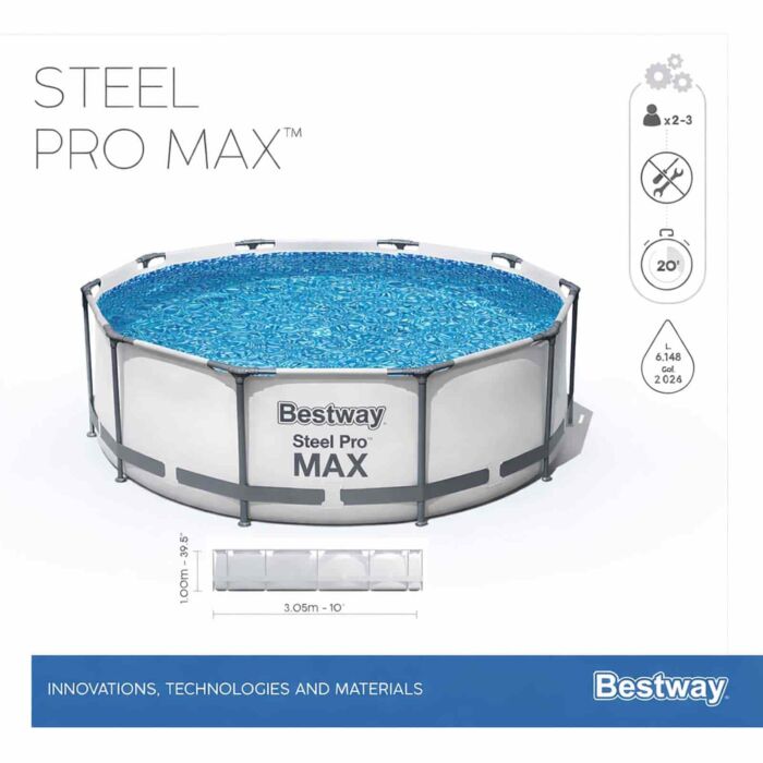 Conjunto de Piscina Desmontável Redonda Bestway® Steel Pro MAX™ de 3,05 m x 1,00 m
