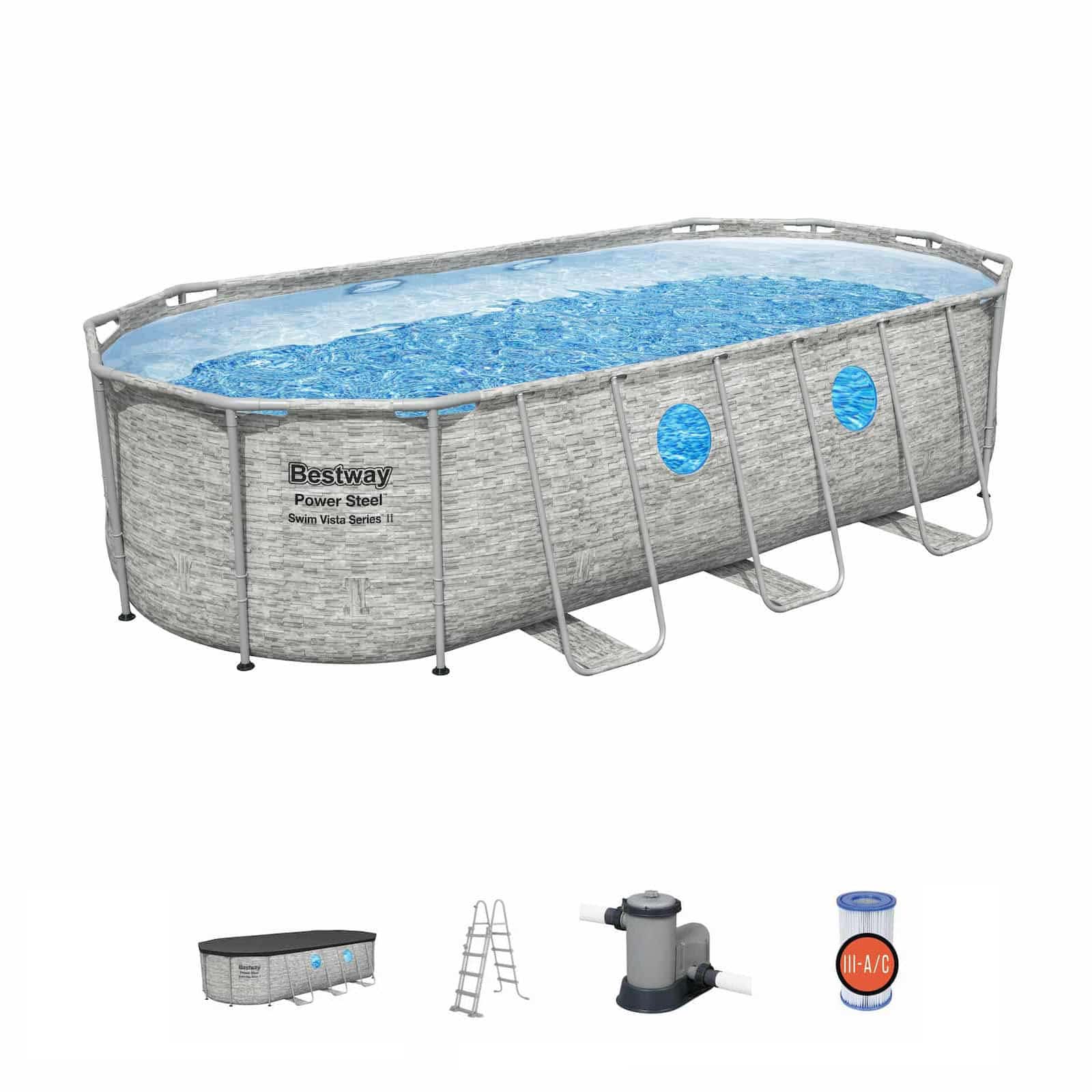 Piscina desmontável Power Steel Swim Vista Series II Bestway 5,49 m x 2,74 m x 1,22 m
