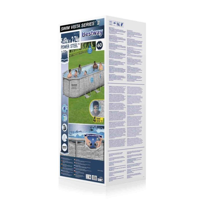 Conjunto de Piscina Desmontável Power Steel™ Swim Vista Series™ II Bestway® 5,49 m x 2,74 m x 1,22 m