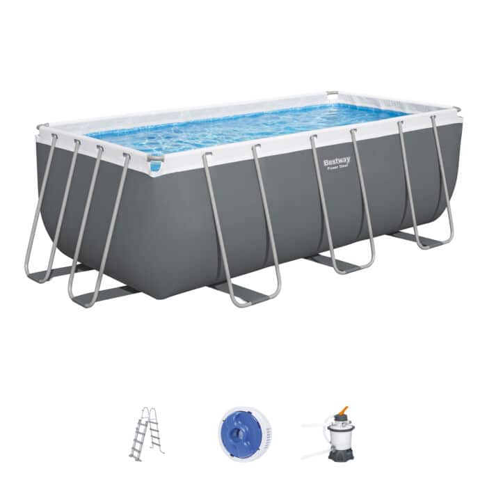 Conjunto de piscina elevada Power Steel™ da Bestway® 4,12 m x 2,01 m x 1,22 m