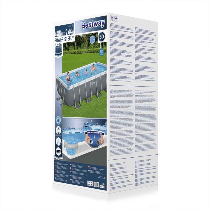 Conjunto de piscina elevada Power Steel™ da Bestway® 4,88 m x 2,44 m x 1,22 m