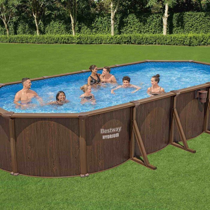Conjunto de Piscina Desmontável Ovalada de Parede de Aço Hydrium™ da Bestway® 7,30 m x 3,60 m x 1,30 m