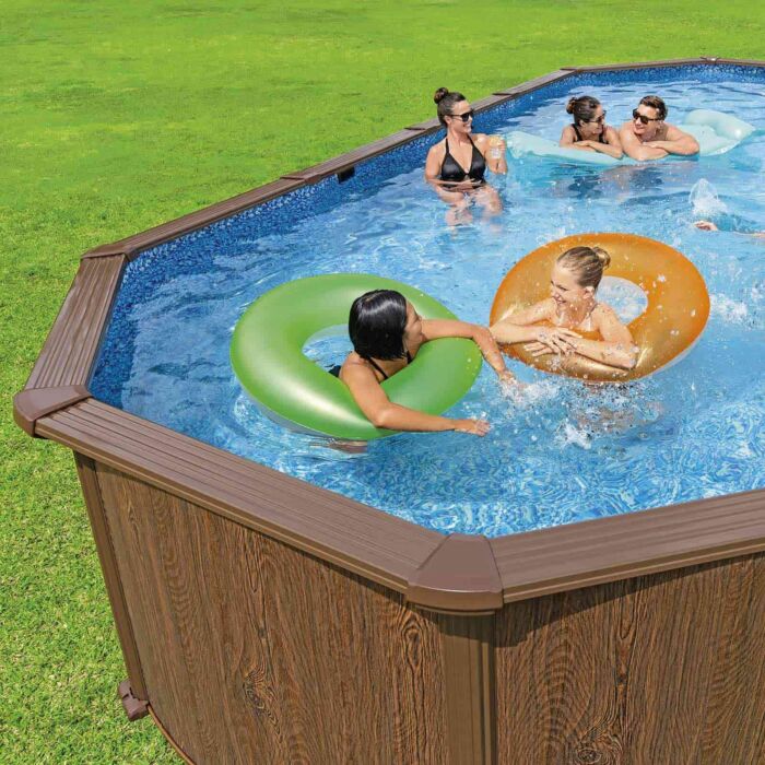 Conjunto de Piscina Desmontável Ovalada de Parede de Aço Hydrium™ da Bestway® 7,30 m x 3,60 m x 1,30 m