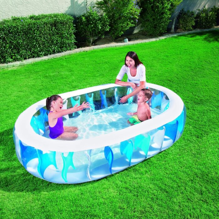 Piscina Insuflável Infantil Oval Azul Bestway® 2,29 m x 1,52 m x 51 cm