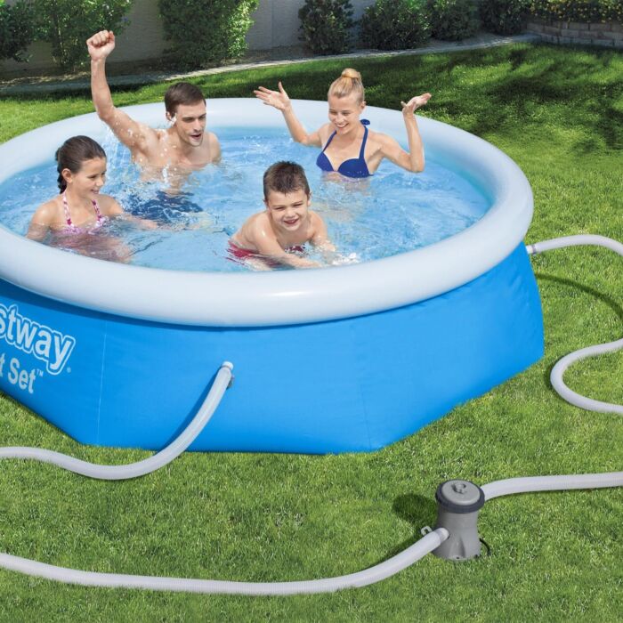 Conjunto de Piscina Insuflável Redonda Fast Set™ Bestway® 2,44 m x 66 cm com Filtro de Cartucho de 1249 litros/h