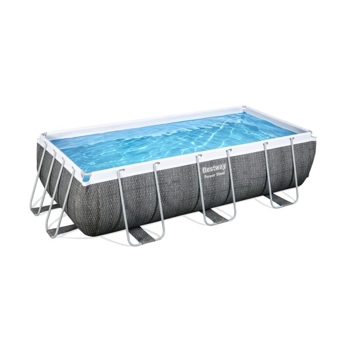 Conjunto de Piscina Desmontável Bestway® Power Steel ™ de Rotim Cinzento de 4,04 m x 2,01 m x 1,00 m