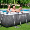 Conjunto de Piscina Desmontável Power Steel™ Rotim Cinzento de 4,12 m x 2,01 m x 1,22 m com Filtro de Areia