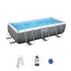 Conjunto de Piscina Desmontável Power Steel™ Rotim Cinzento de 4,04 m x 2,01 m x 1,00 m com Filtro de Areia
