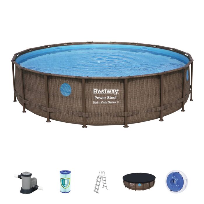 Conjunto de Piscina Desmontável Bestway™ Power Steel™ Swim Vista Series™ II Redonda de 5,49 m x 1,22 m