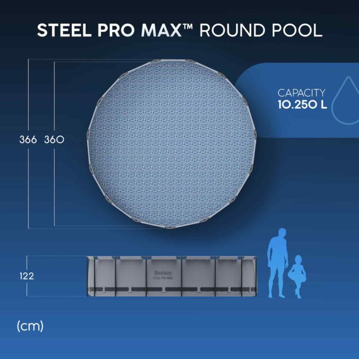 Conjunto de Piscina Desmontável Bestway® Steel Pro MAX™ de 3,66 m x 1,22 m