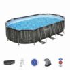 Conjunto de Piscina Desmontável Tubular Bestway® Power Steel­™ Oval Desenho de Madeira de 6,10 m x 3,66 m x1,22 m com Bomba de Filtragem de 5678 L/h