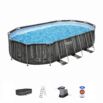 Conjunto de Piscina Desmontável Tubular Bestway® Power Steel­™ Oval Desenho de Madeira de 6,10 m x 3,66 m x1,22 m com Bomba de Filtragem de 5678 L/h