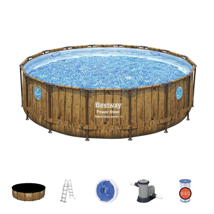 Conjunto de Piscina Desmontável Bestway® Power Steel™ Swim Vista Series™ II de 4,88 m x 1,22 m