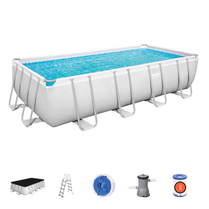 Conjunto de Piscina Retangular Desmontável Bestway® Power Steel™ 4,88 m x 2,44 m x 1,22 m