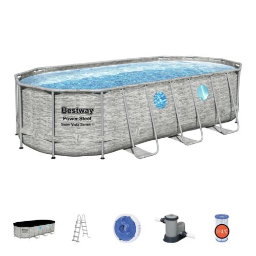Conjunto de Piscina Desmontável Power Steel Swim Vista Series II Bestway 5,49 m x 2,74 m x 1,22 m
