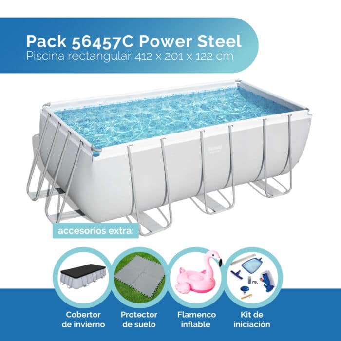 Conjunto de Piscina Tubular Desmontável Bestway® Power Steel ™ de 4, 12 m x 2,01 m x 1,22 m, Bomba de Filtragem de Areia de 3028 L/h,