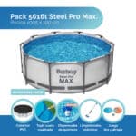 Pack piscina desmontável redonda 305×100 cm Steel Pro-MAX™ + Acessórios