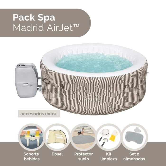 Conjunto de SPA Insuflável de Hidromassagem para 2-4 Pessoas Lay-Z-Spa Madrid Airjet™ com Acessórios