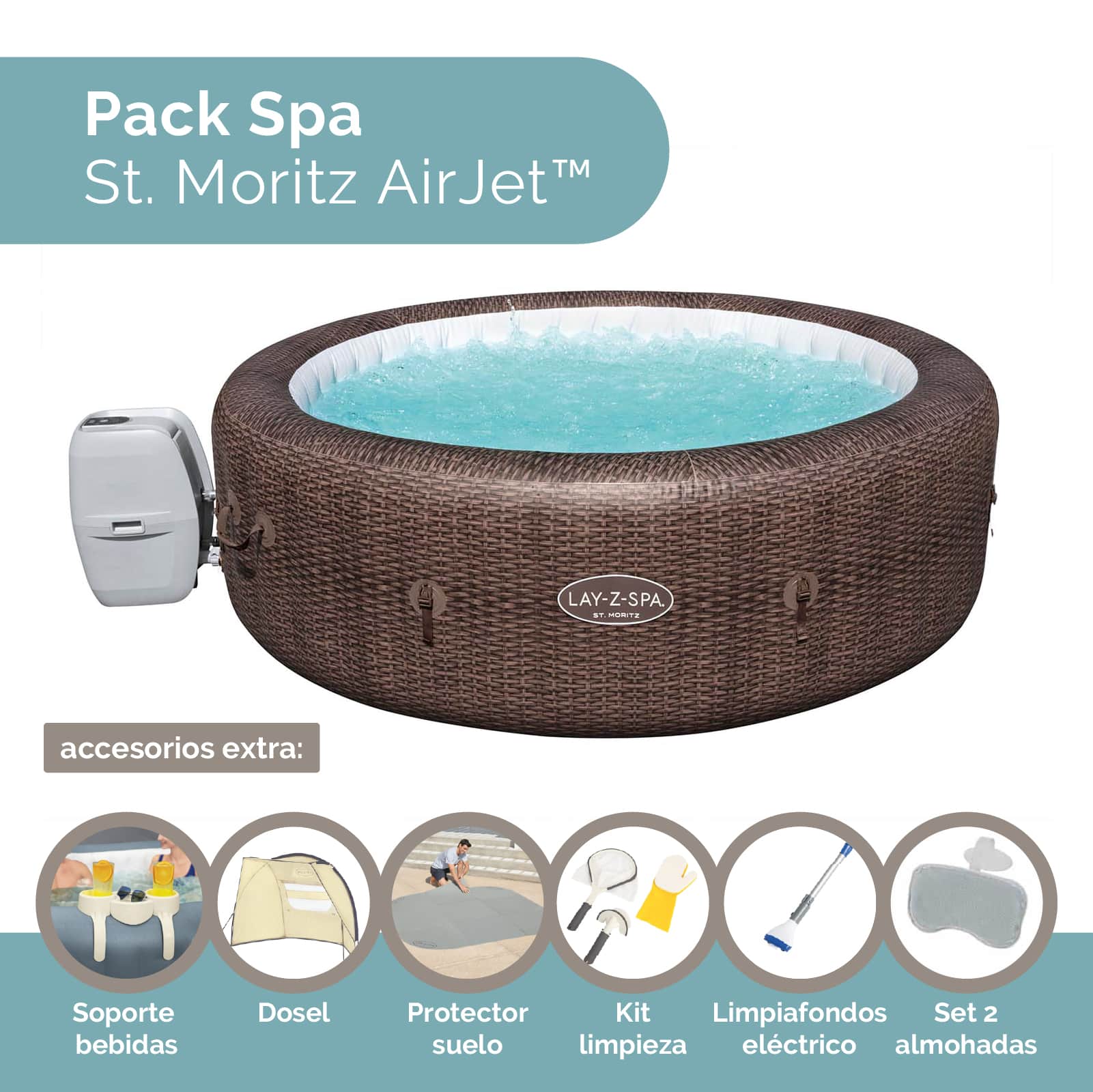 Conjunto de SPA Insuflável de Hidromassagem St. Moritz Airjet™ para 5-7 Pessoas com Acessórios