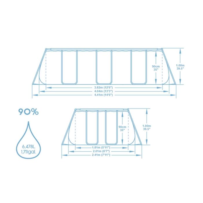 Conjunto piscina elevada Bestway® Power Steel® 4,04m x 2,01m x 1,00m