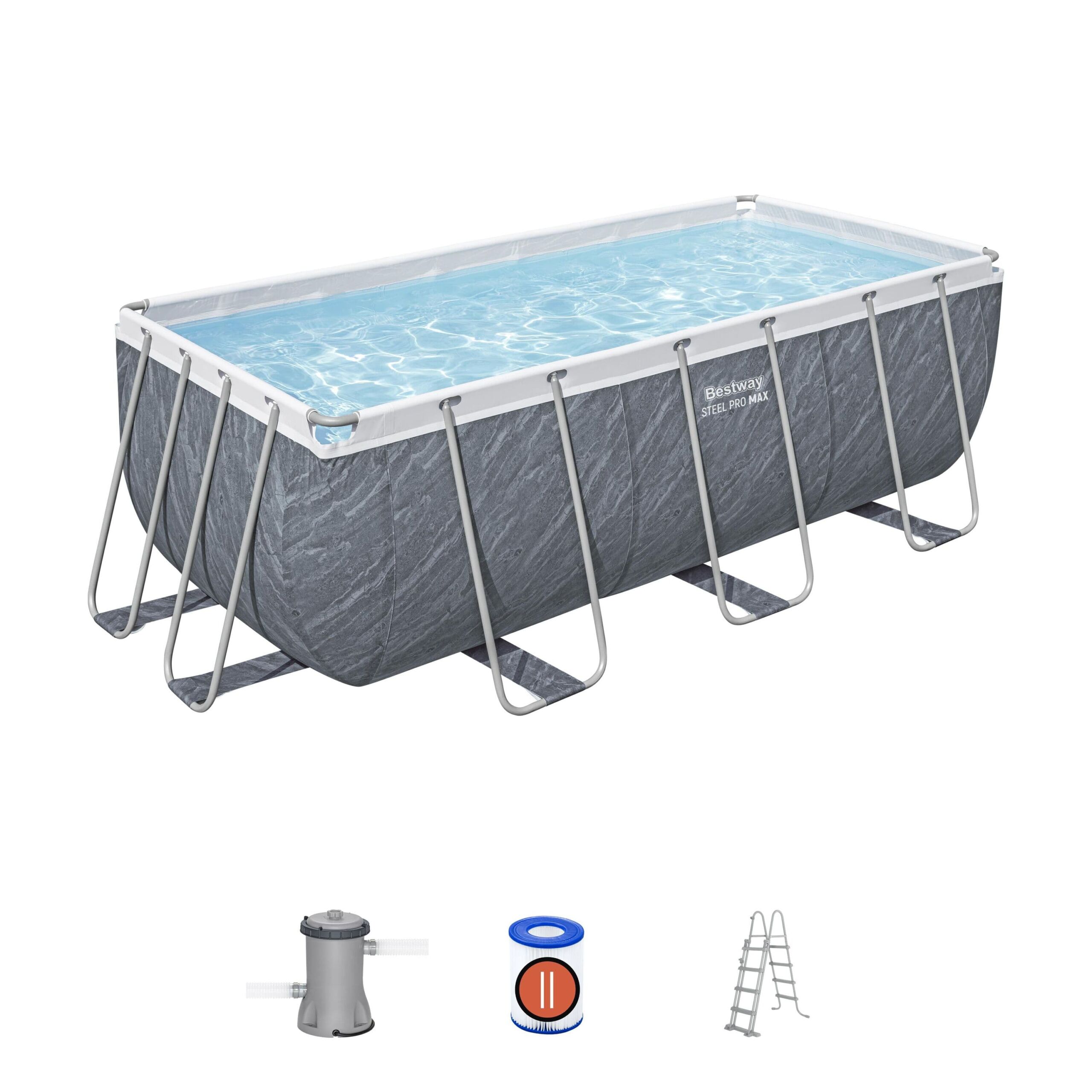 Piscina elevada 4,12 x 2,01 x 1,22m com efeito pedra Bestway Power Steel