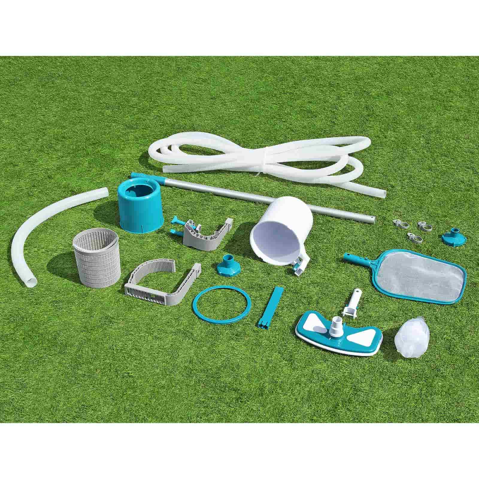 Kit de manutenção para piscina elevada com aspirador e skimmer Bestway AquaClean Deluxe