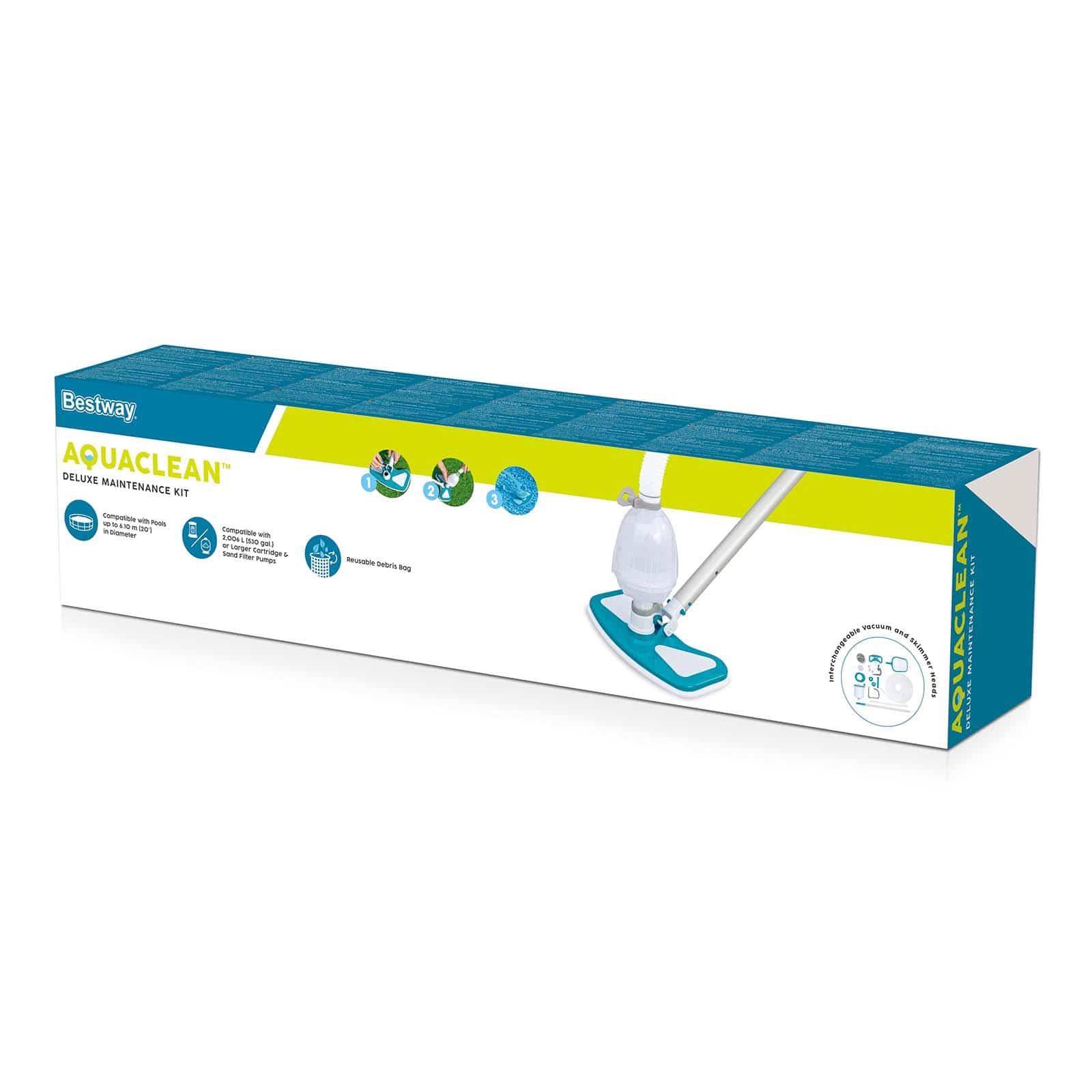 Kit de manutenção para piscina elevada com aspirador e skimmer Bestway AquaClean Deluxe