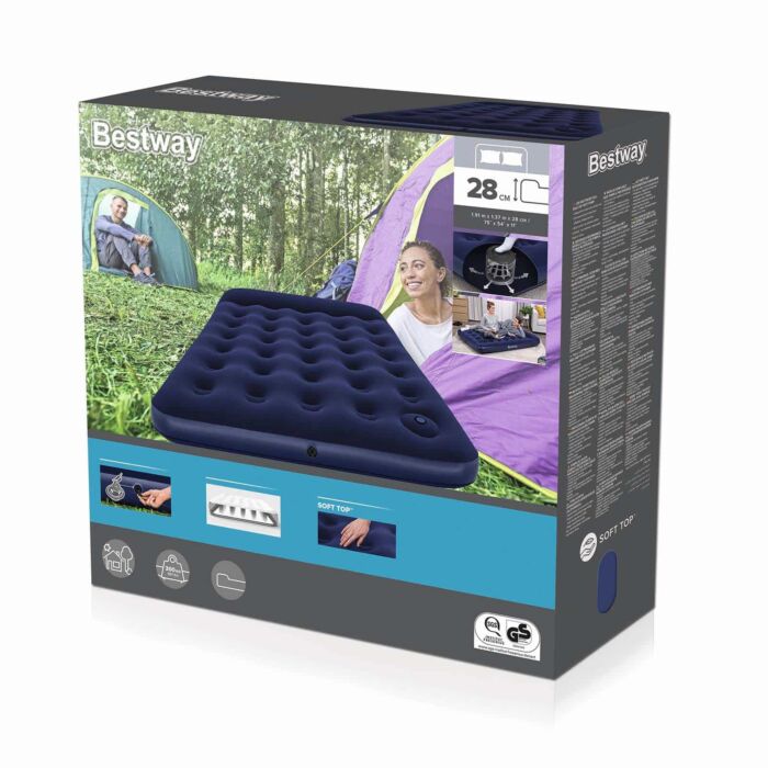Colchão insuflável 1,91 m x 1,37 m x 28 cm com bomba de pé integrada Bestway