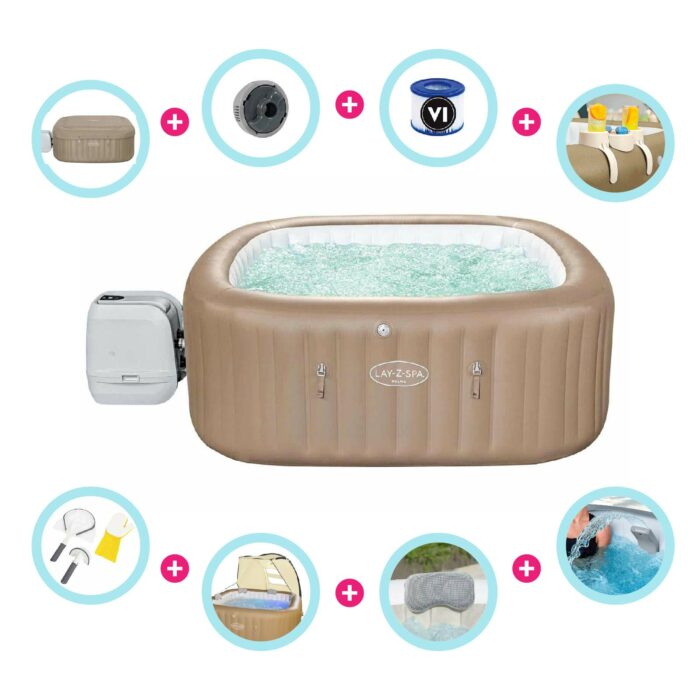 Pack Spa de Hidromassagem Insuflável para 5-7 pessoas Lay-Z-Spa Palma HydroJet + Acessórios