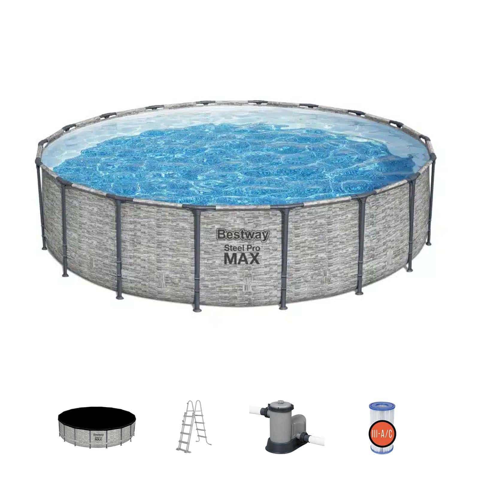 Conjunto de piscina desmontável redonda Steel Pro Max da Bestway 549 x 122 cm