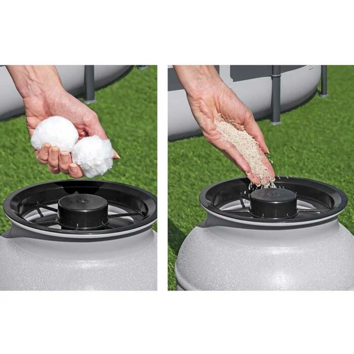 Conjunto de Piscina Desmontável Power Steel™ de 5,49 m x 2,74 m x 1,22 m com Filtro de Areia