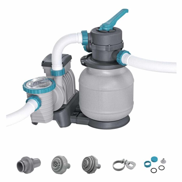 Conjunto de Piscina Desmontável Power Steel™ de 5,49 m x 2,74 m x 1,22 m com Filtro de Areia