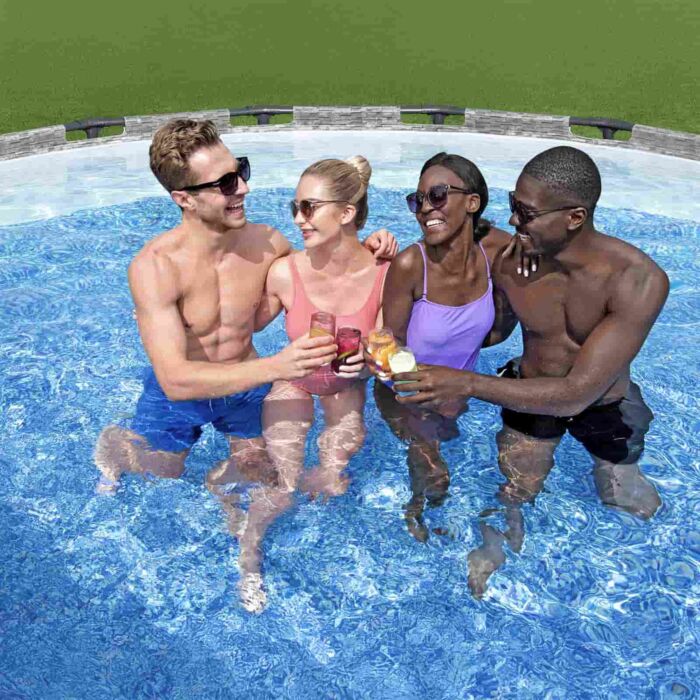 Pack Piscina Steel Pro Max pedra 549 x 122 cm com Kit de limpeza de fundo