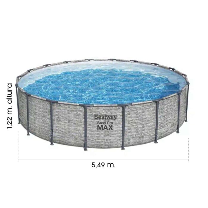 Pack Piscina Steel Pro Max pedra 549 x 122 cm com Kit de limpeza de fundo