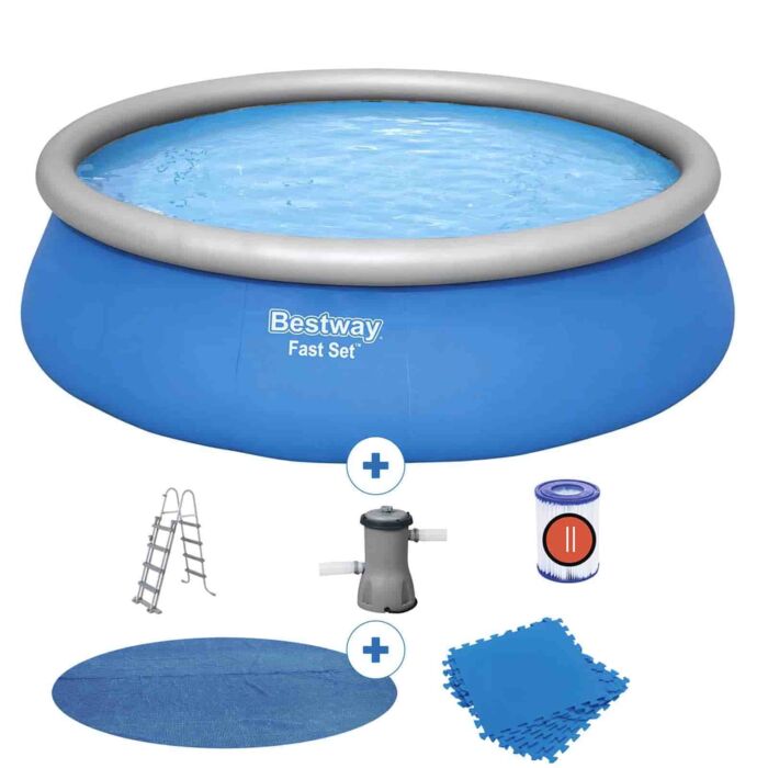 Pack Piscina Fast Set 457 x 122 cm com Tapete de chão e cobertura solar