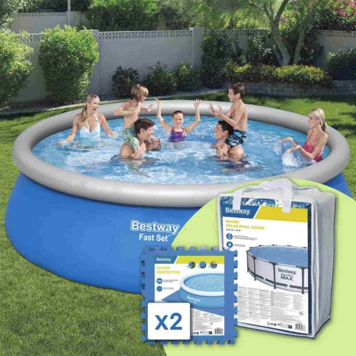 Pack Piscina Fast Set 457 x 122 cm com Tapete de chão e cobertura solar