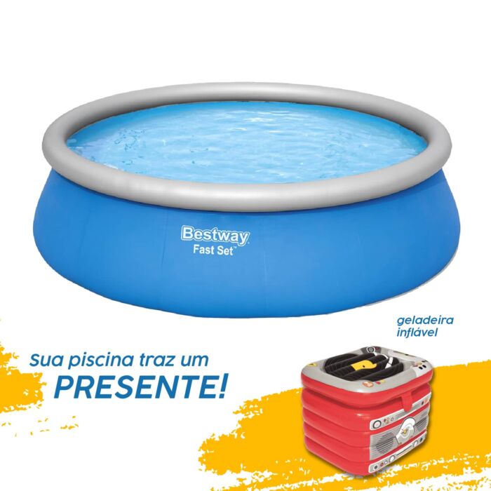 Piscina insuflável redonda Fast Set 4,57 x 1,22 m + geleira insuflável gratuita