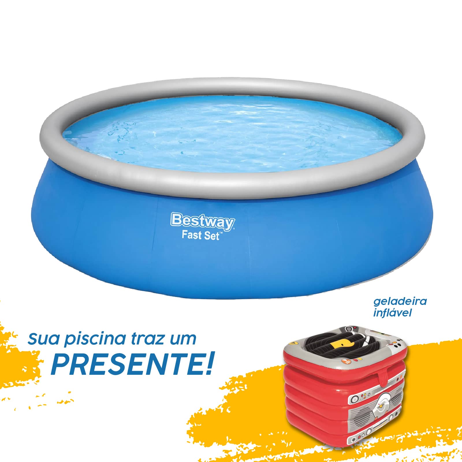Piscina insuflável redonda Fast Set 4,57 x 1,22 m + geleira insuflável gratuita