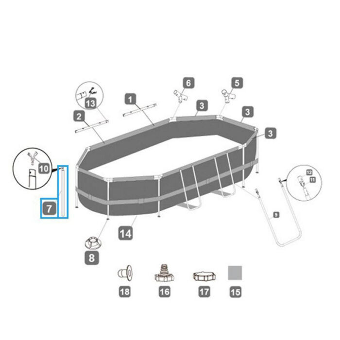 Pé vertical piscina 305 x 200 x 84cm