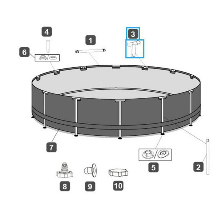 Conector em T piscina 4,27 x 1,07 m