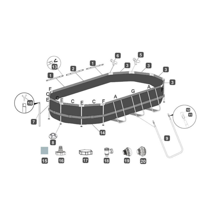 Barra vertical piscinasPower Steel™ 549 x 274 x 122 cm